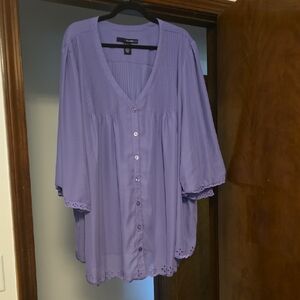 Denim 24/7 Purple Blouse with Button Accents